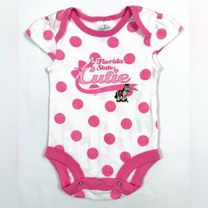 RIVALRY THREADS Florida State Cutie Polka Dot Short Sleeve‎ Bodysuit Size 0-3M